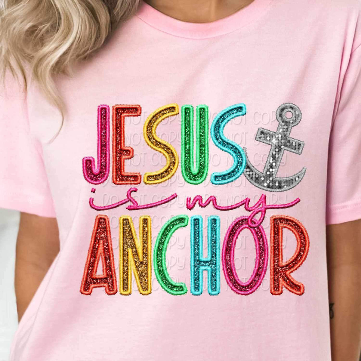 Jesus is my anchor rainbow font 26192 DTF transfer