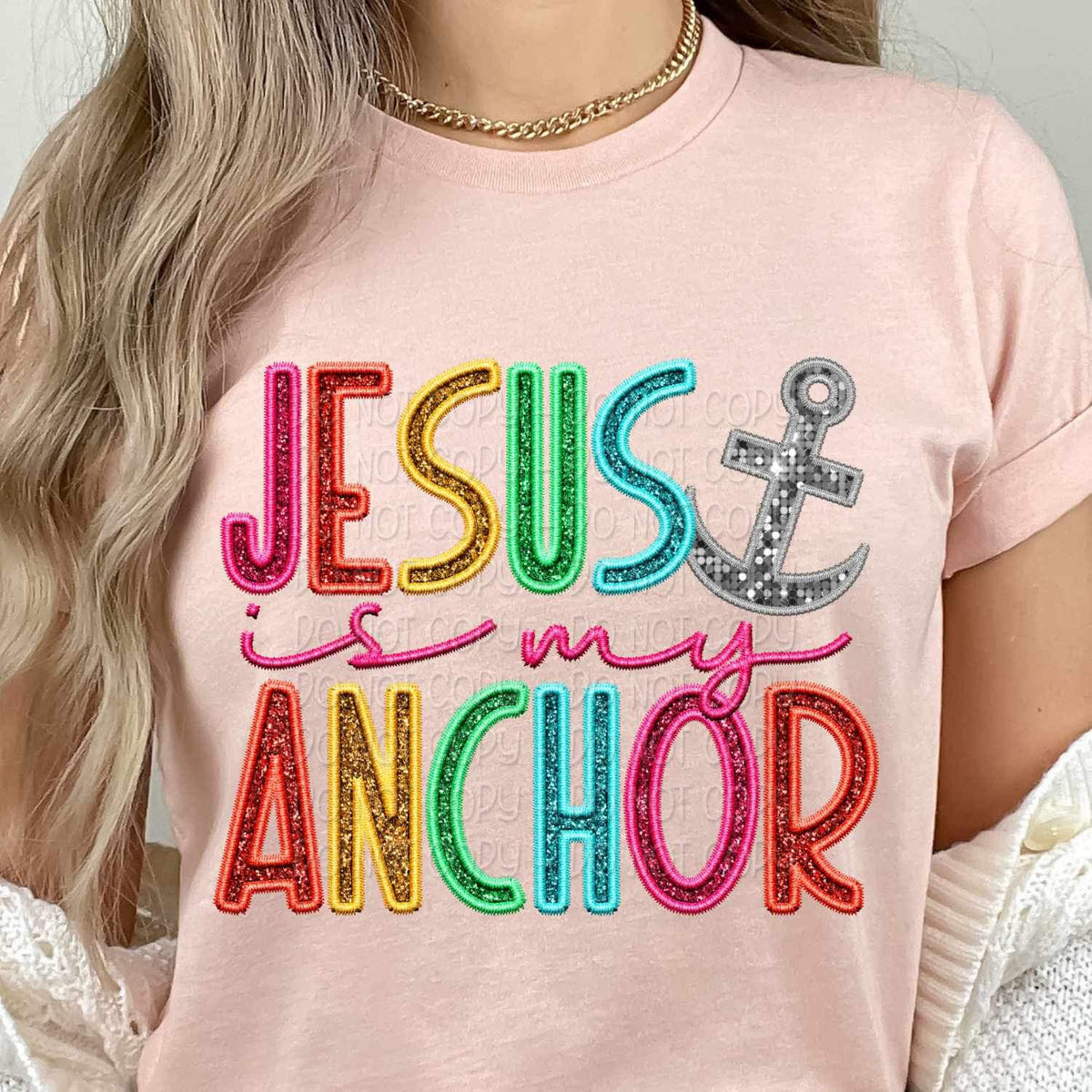 Jesus is my anchor rainbow font 26192 DTF transfer