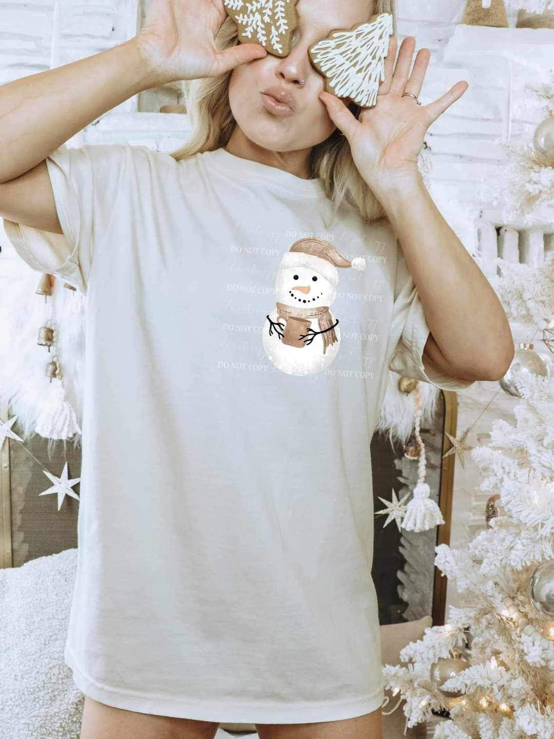 Snowman with mug 16385 DTF Transfer