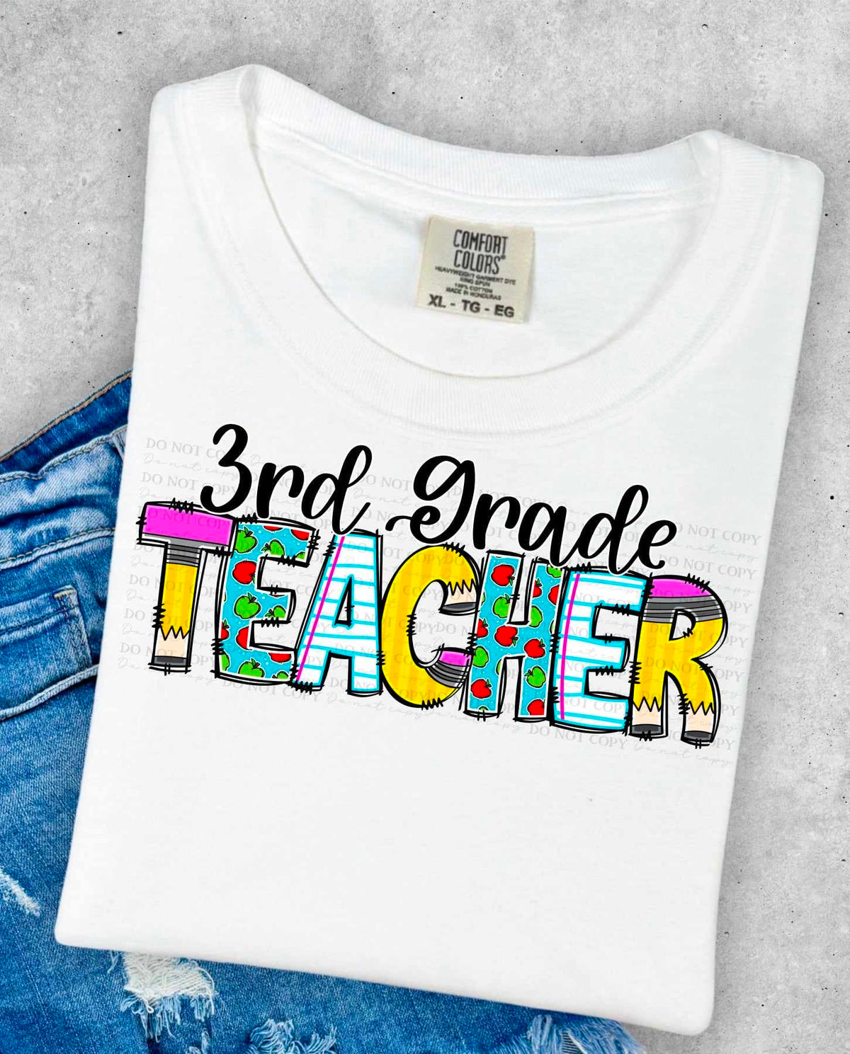 3rd grade teacher school font (CITY) 36261 DTF transfer