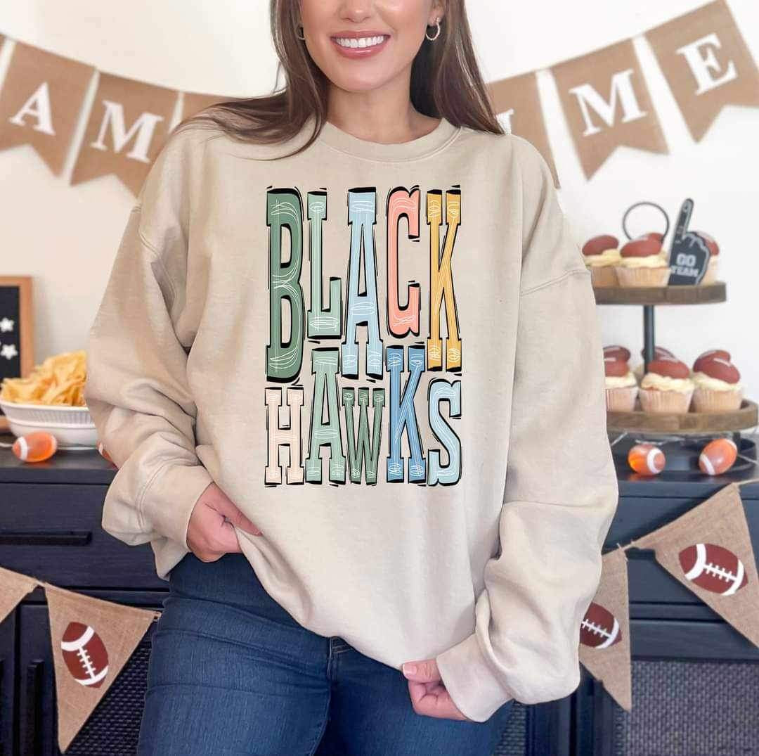 Black hawks pastel colors 16386 DTF Transfer