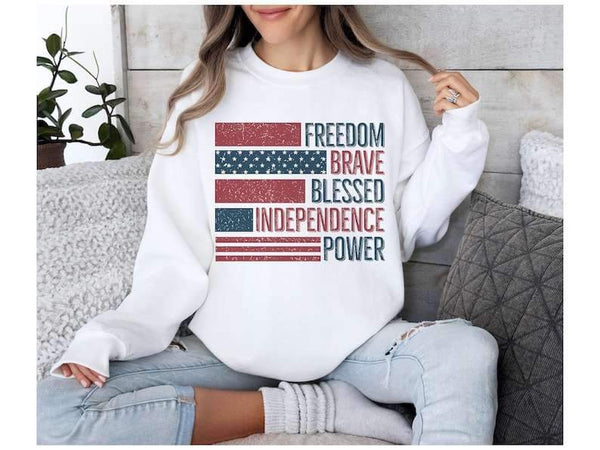 Freedom brave blessed independence power 26243 DTF transfer