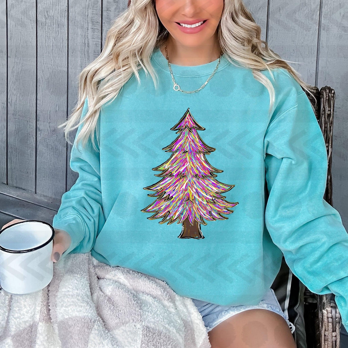 Bright colorful sketch tree DTF Transfer