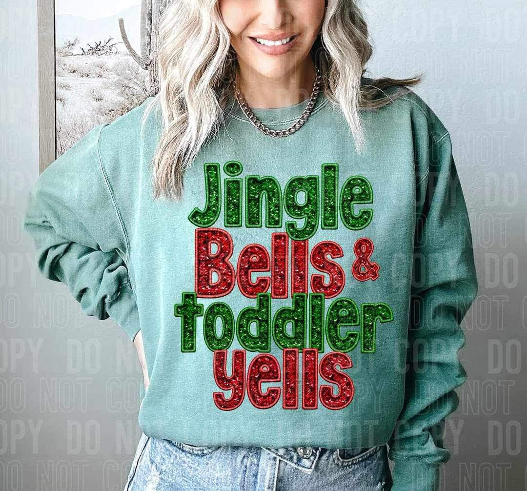 Jingle bells & toddler yells red green sequin (SBB) 16405 DTF Transfer
