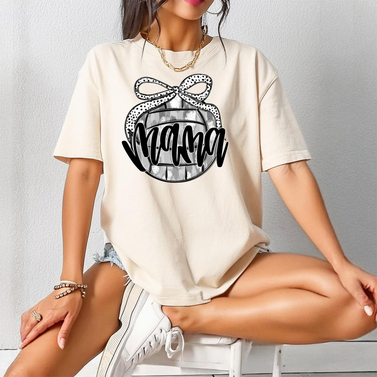 Mama volleyball with bow 85863 DTF transfer