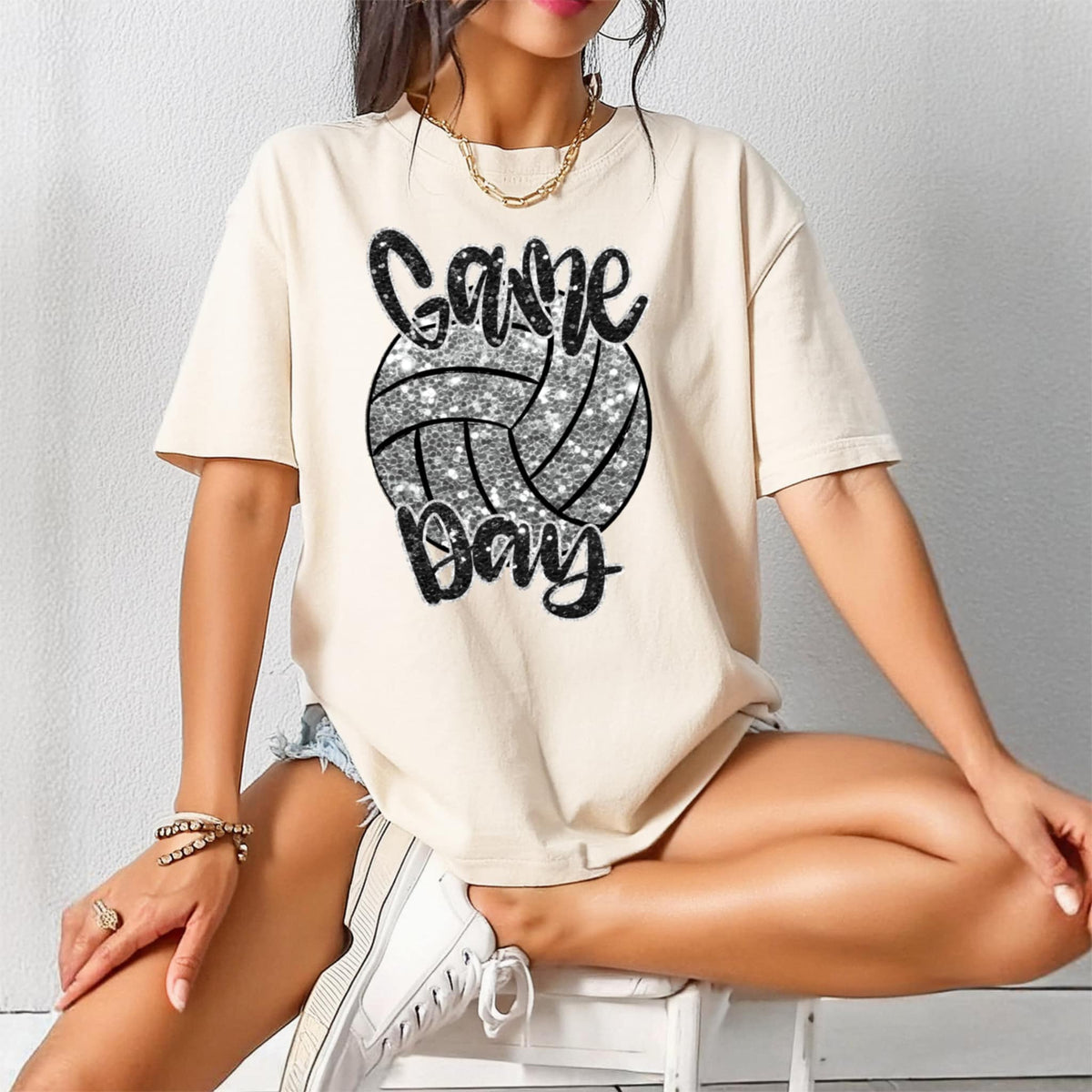 Game day glitter effect volleyball 85868 DTF transfer