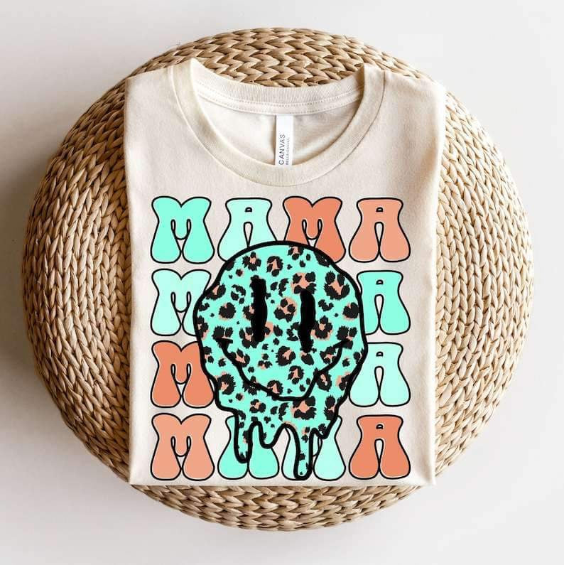 Mama stacked melting smiley 26217 DTF transfer