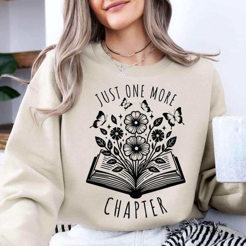 Just one more chapter book with flowers black 26211 DTF transfer