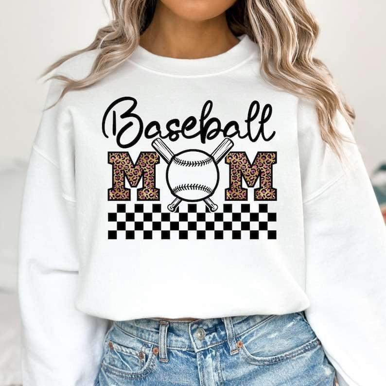 Baseball mom checkered 26221 DTF transfer