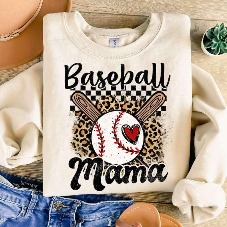Baseball mama leopard background 26222 DTF transfer