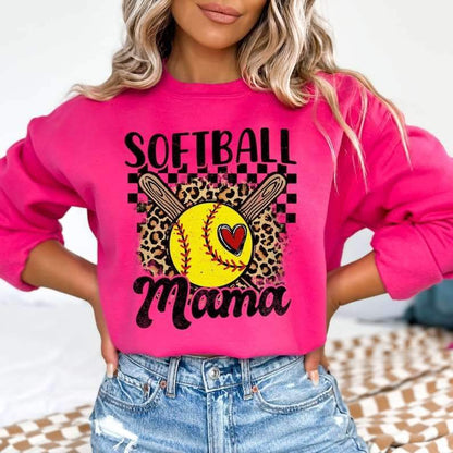 Softball mama leopard background 26223 DTF transfer