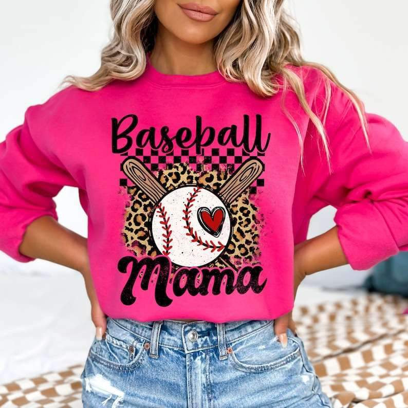 Baseball mama leopard background 26222 DTF transfer