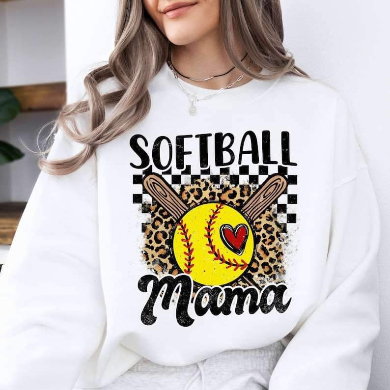 Softball mama leopard background 26223 DTF transfer