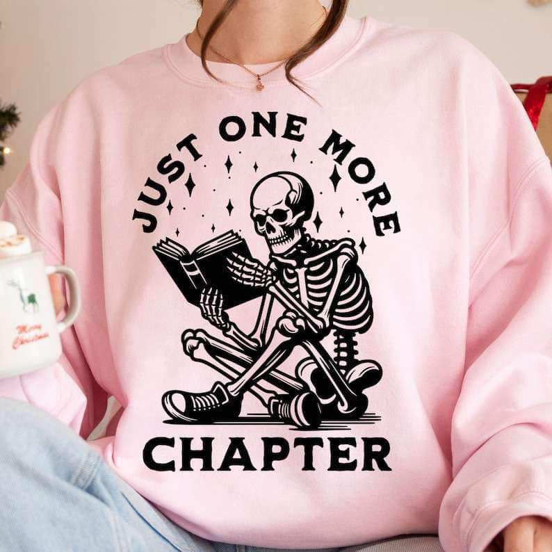 Just one more chapter skellie reading black 26212 DTF transfer