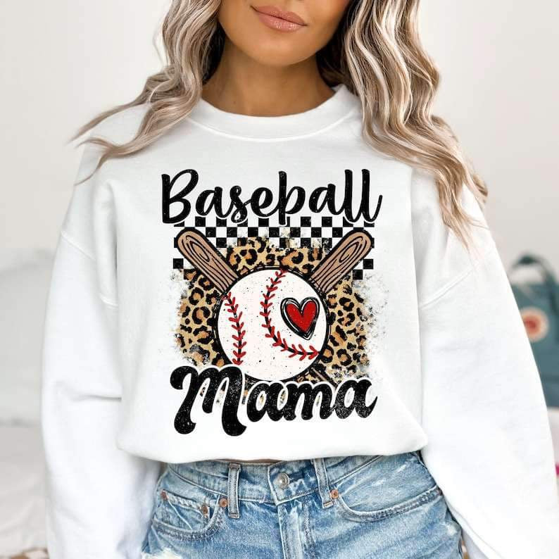Baseball mama leopard background 26222 DTF transfer