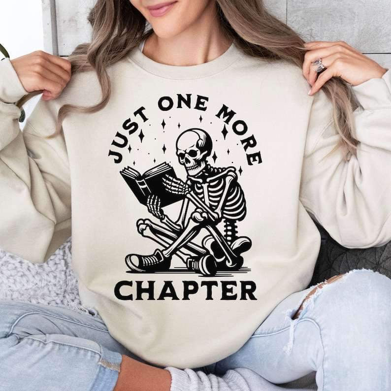 Just one more chapter skellie reading black 26212 DTF transfer