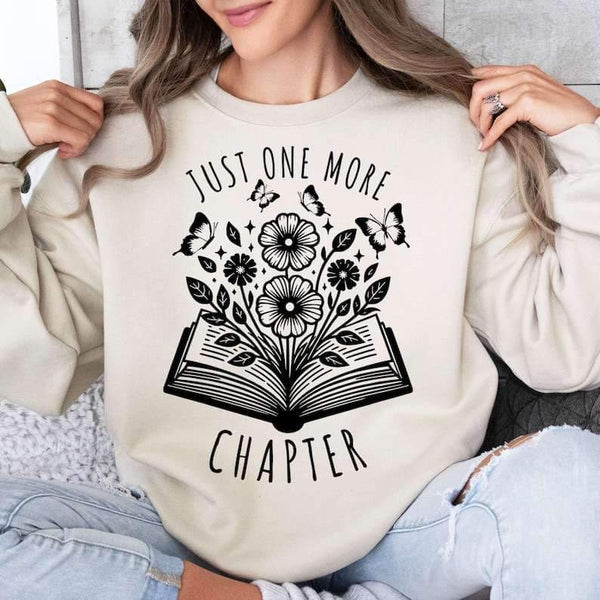 Just one more chapter book with flowers black 26211 DTF transfer