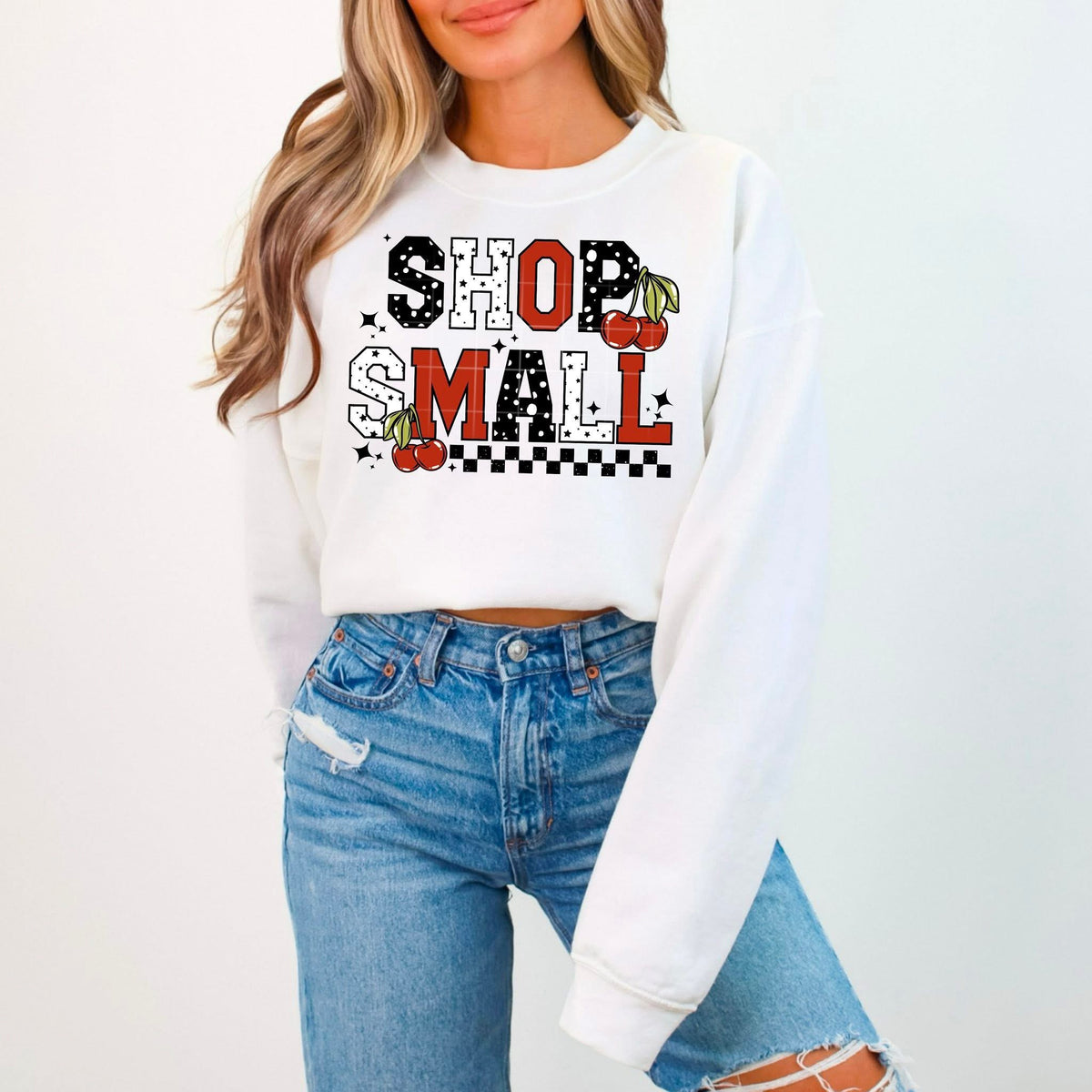 Shop Small Red black and white cherry CSC DTF transfer