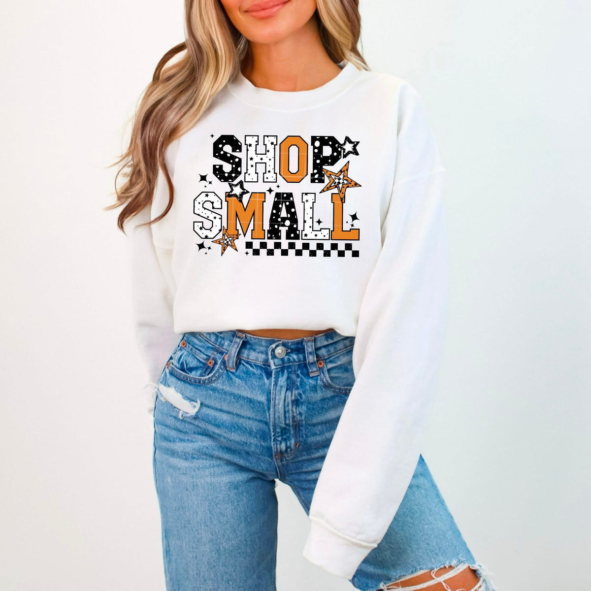 Shop Small orange black and white checker CSC DTF transfer