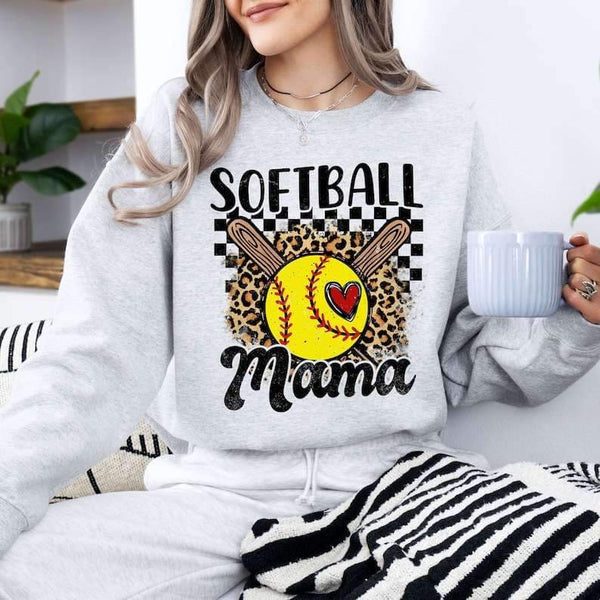 Softball mama leopard background 26223 DTF transfer