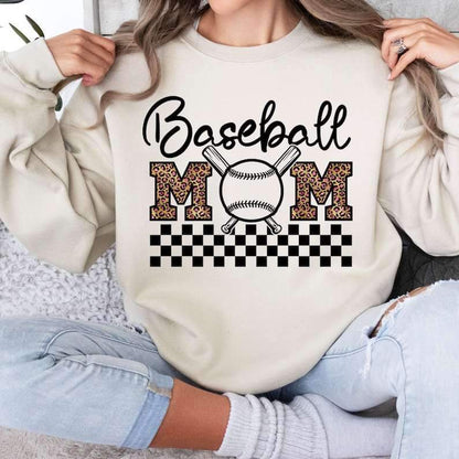 Baseball mom checkered 26221 DTF transfer