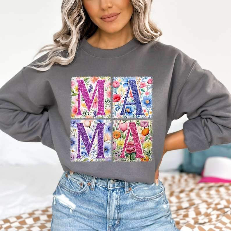 Mama stacked with florals 26213 DTF transfer