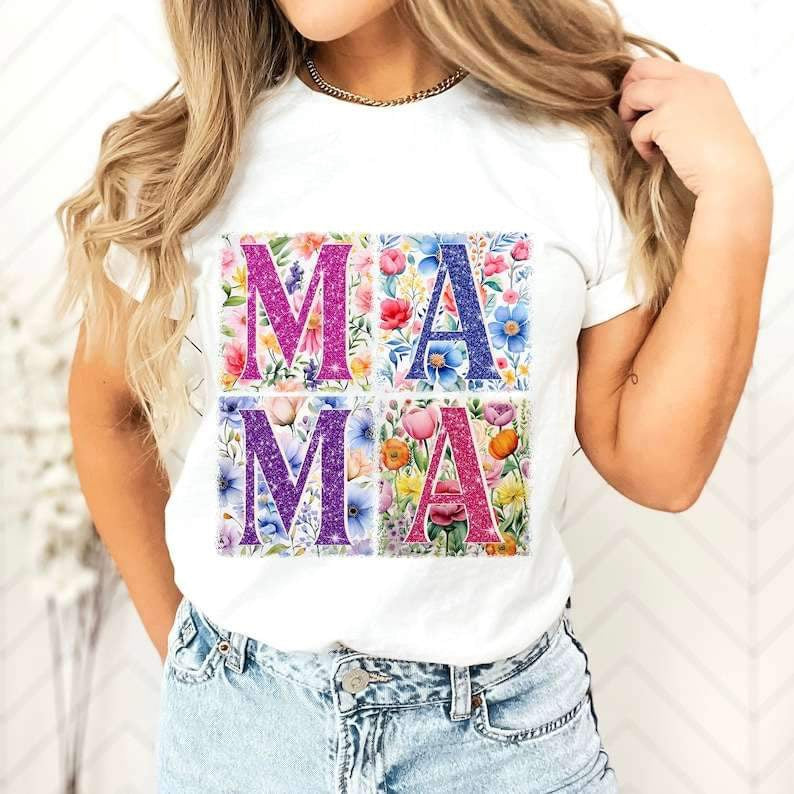 Mama stacked with florals 26213 DTF transfer