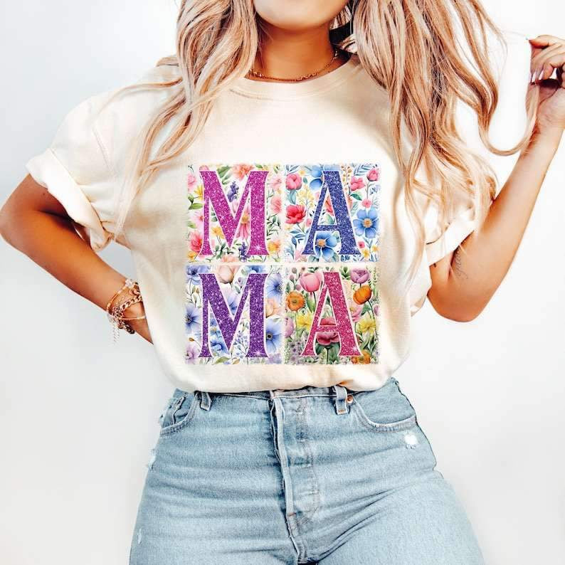 Mama stacked with florals 26213 DTF transfer