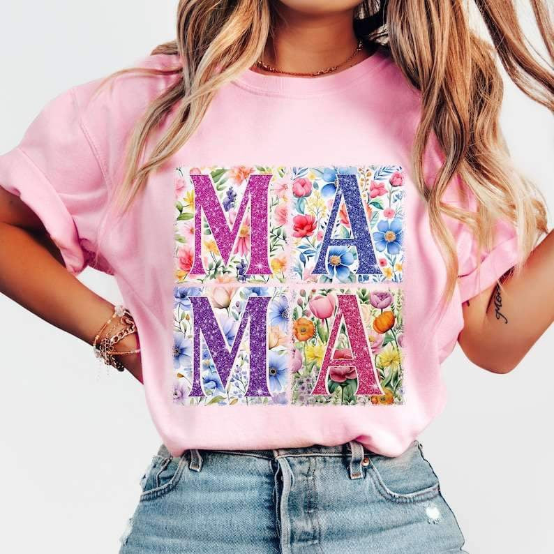 Mama stacked with florals 26213 DTF transfer