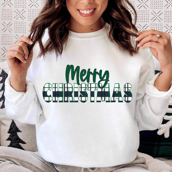 Merry Christmas green plaid WOODLIEF 16479 DTF Transfer