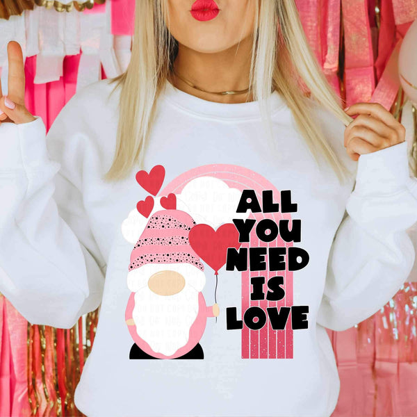 All you need is love (gnome with pink arch) WOODLIEF 16477 DTF Transfer