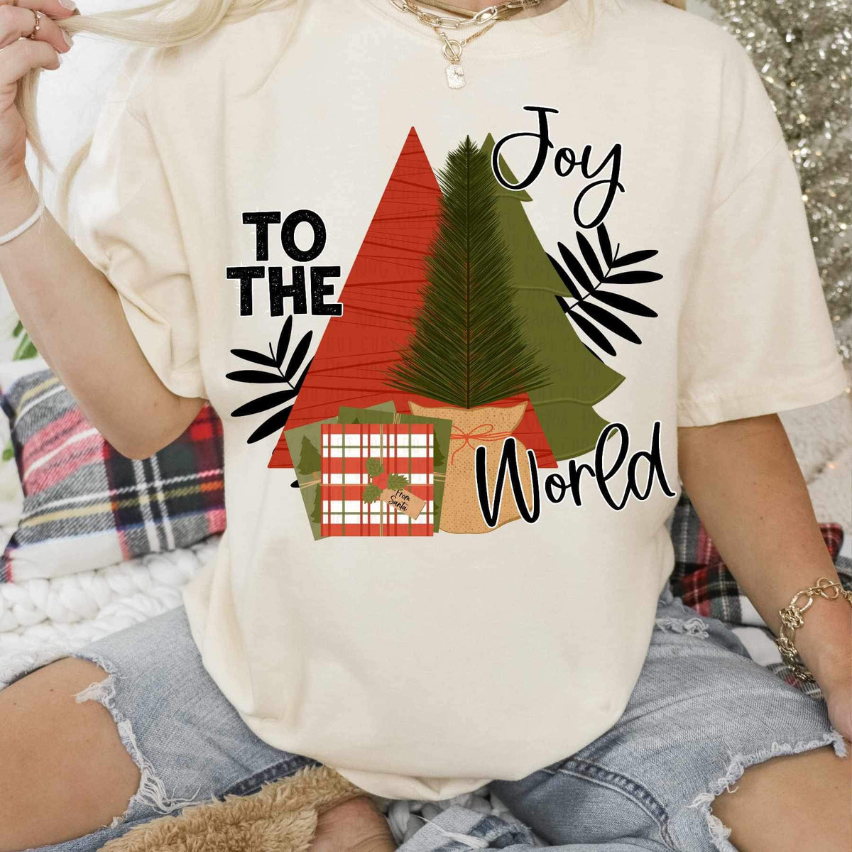 Joy to the world (trees and presents) WOODLIEF 16476 DTF Transfer