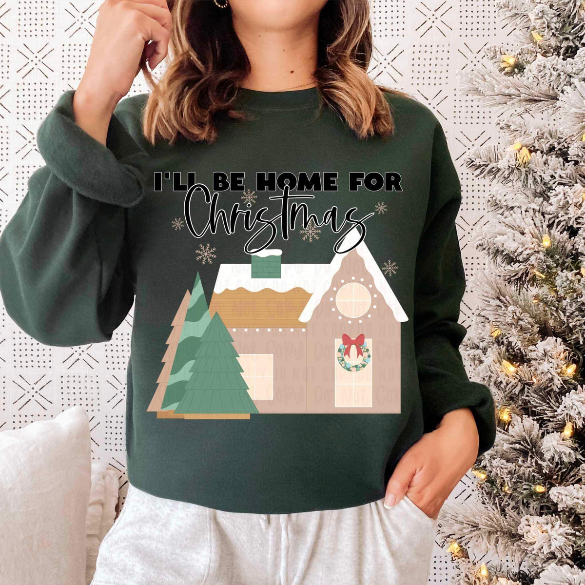 Ill be home for Christmas (home with trees) WOODLIEF 16473 DTF Transfer