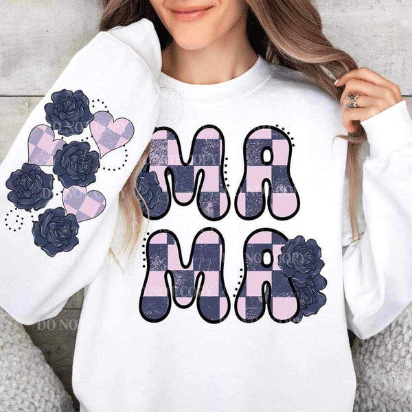 Mama purple checkered with flowers MMD FRONT 16509 DTF Transfer