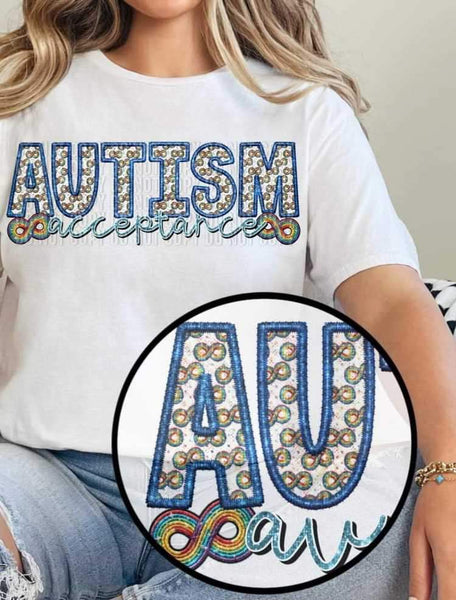 Autism acceptance infinity filled embroidery (CCD) 26280 DTF transfer