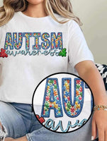 Autism awareness puzzle filled embroidery (CCD) 26278 DTF transfer