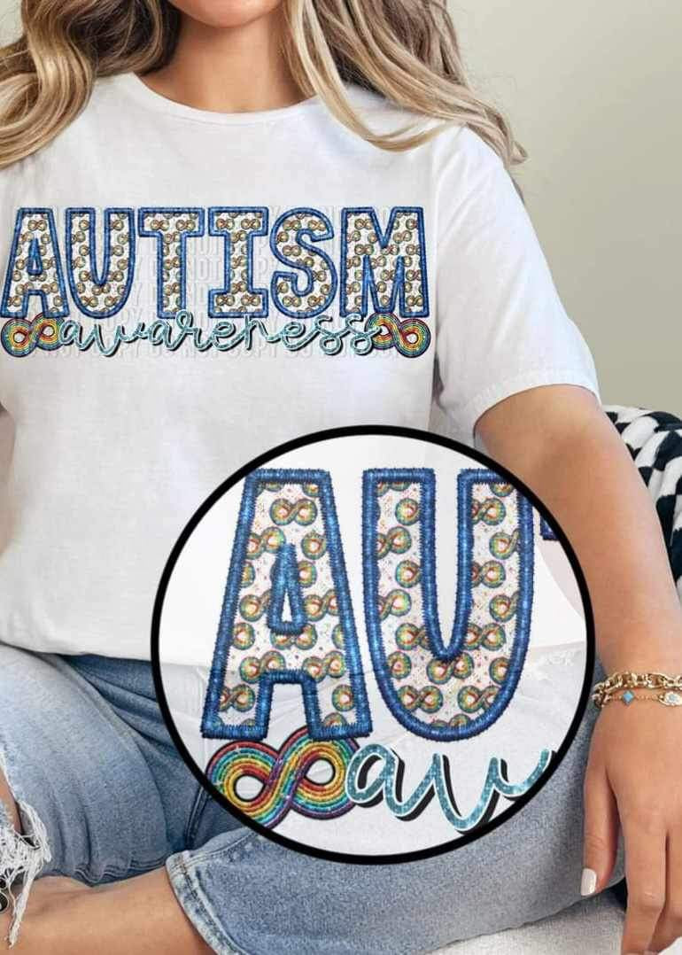Autism awareness infinity filled embroidery (CCD) 26277 DTF transfer