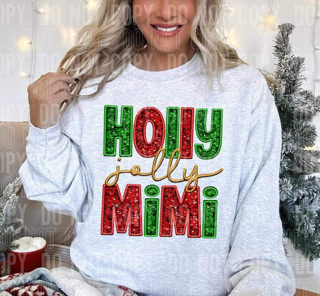 Holly jolly mimi (red green faux) 16526 DTF Transfer