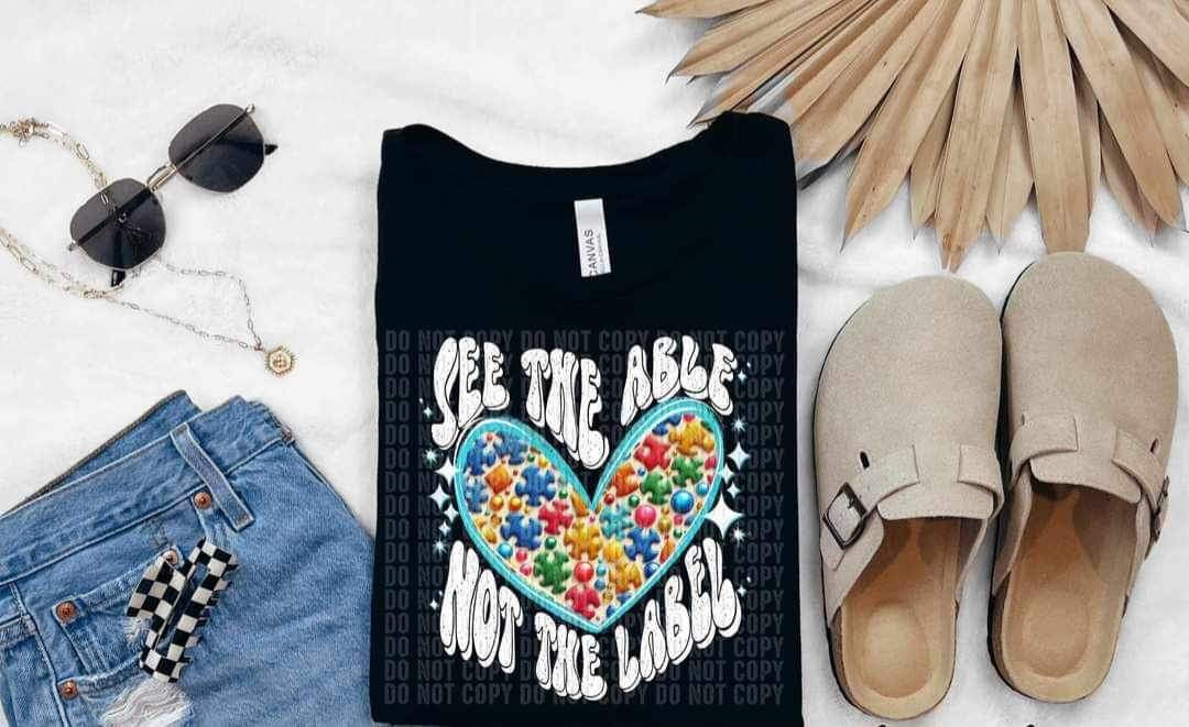 See the able not the label white font puzzle filled heart (CCD) 26271 DTF transfer