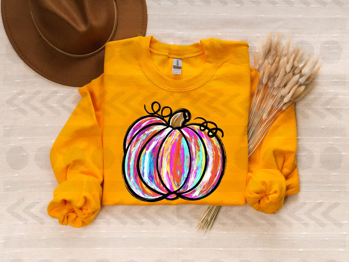 Bright color pumpkin paint strokes DTF TRANSFER