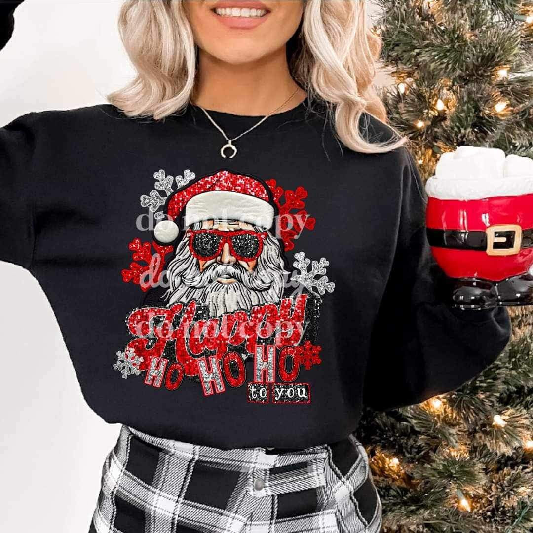 Happy ho ho ho to you (sequin with santa) 16530 DTF Transfer