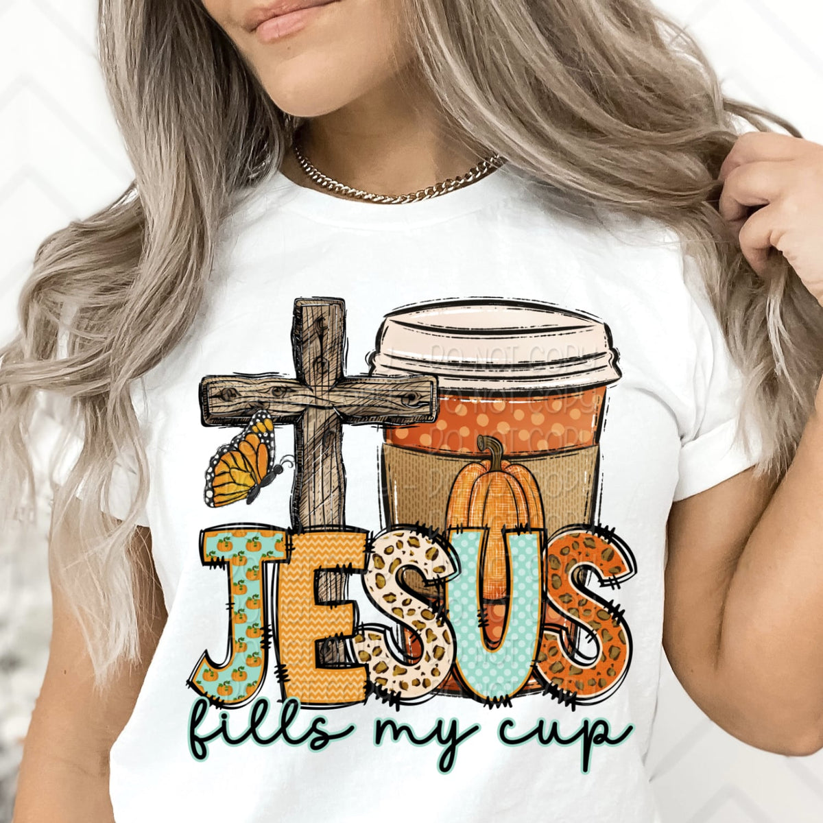 Jesus fills my cup cross and latte 36418 DTF transfer