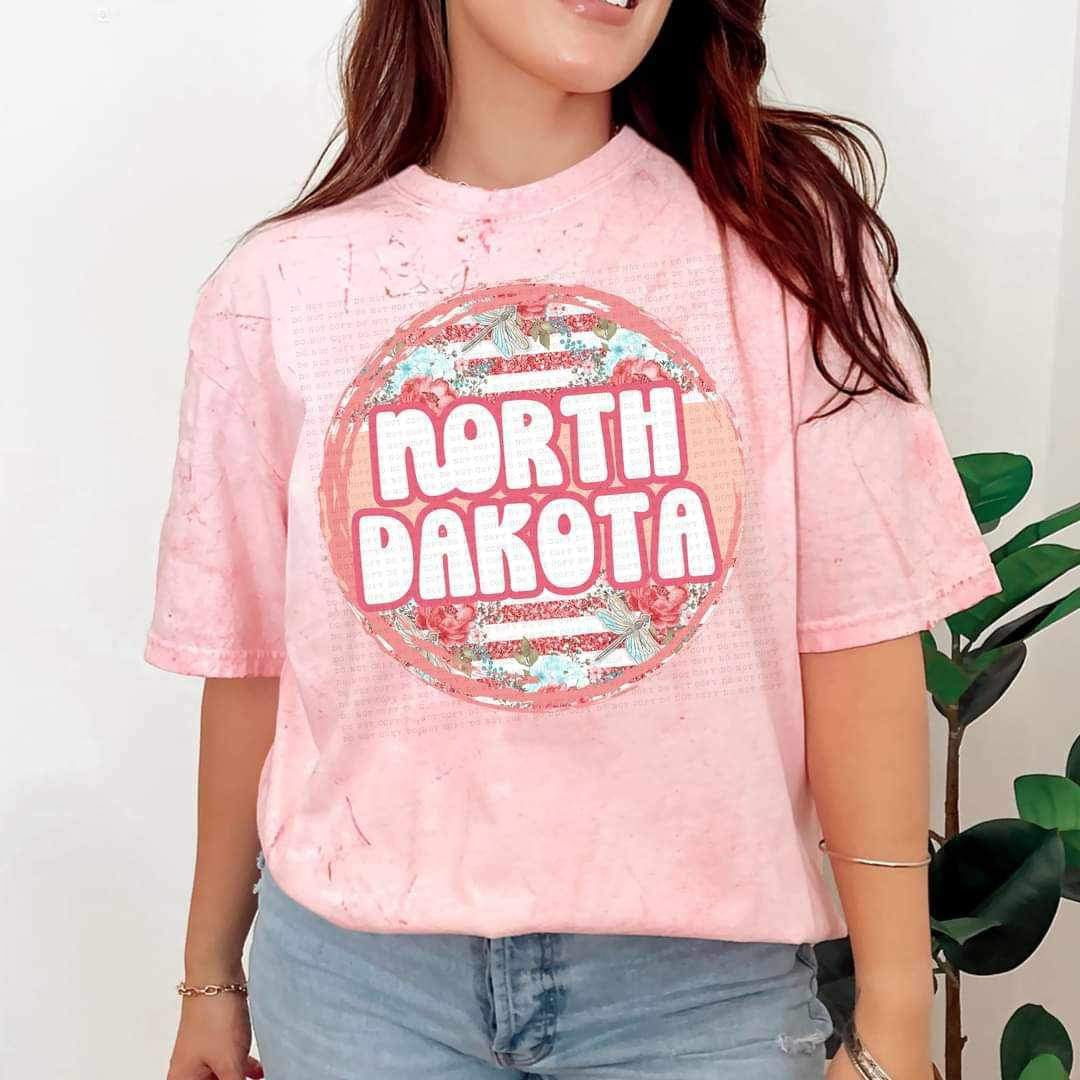 North Dakota pink circle floral 26316 DTF transfer