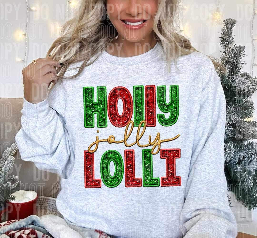 Holly jolly lolli (red green faux) 16525 DTF Transfer