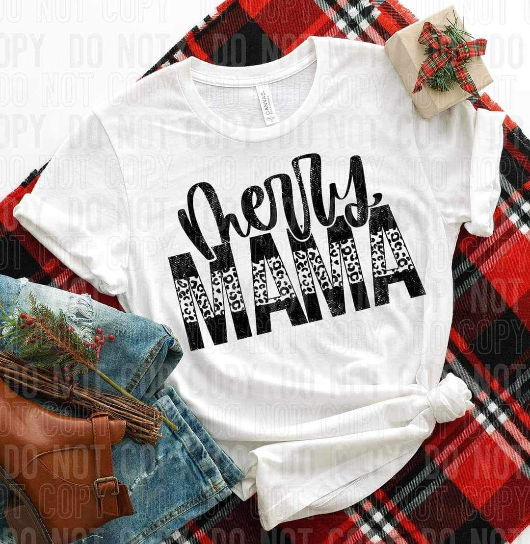 Merry mama (black sequin with leopard) 16512 DTF Transfer