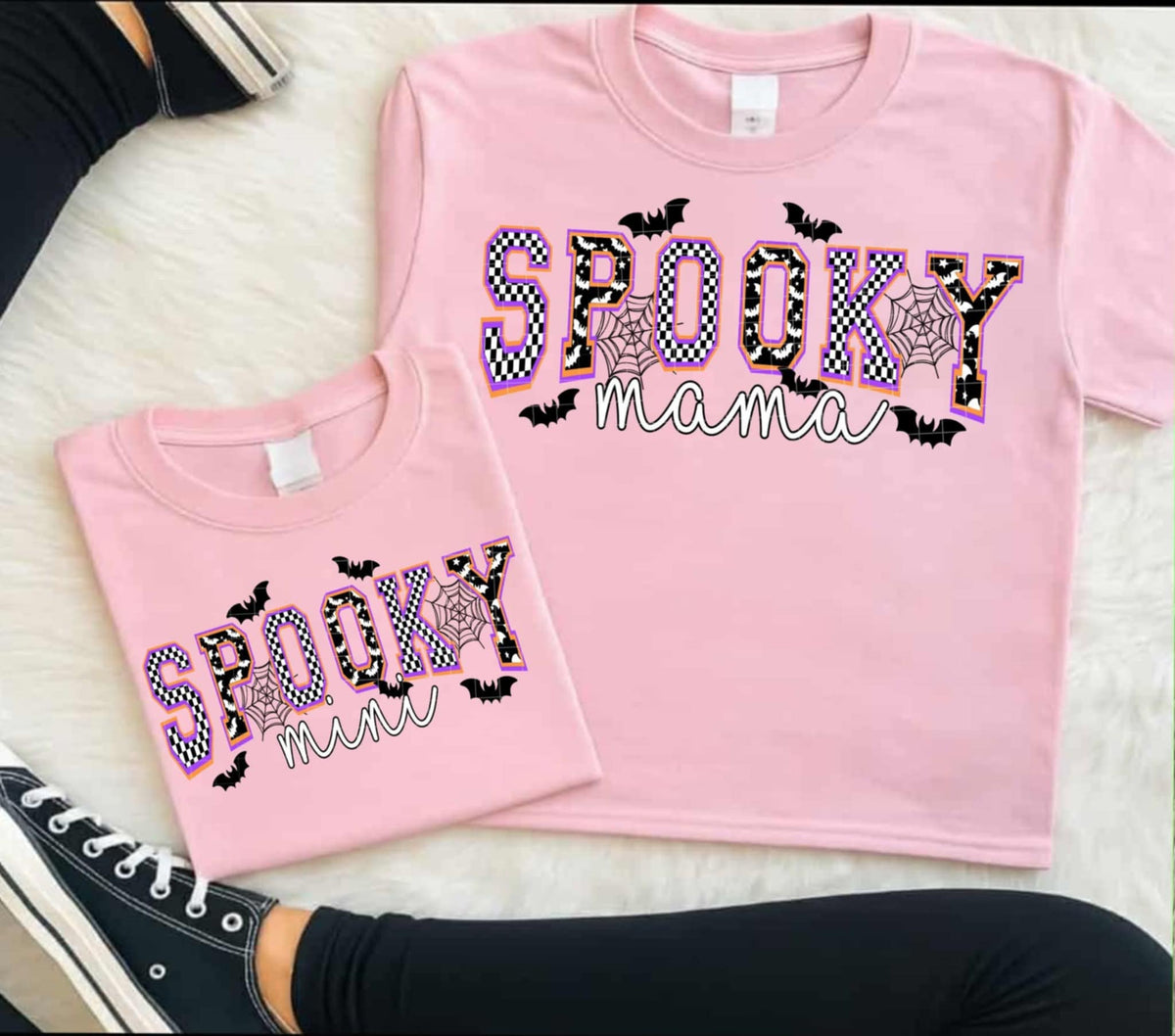 Spooky MINI checker and black bats (Linda) DTF transfer