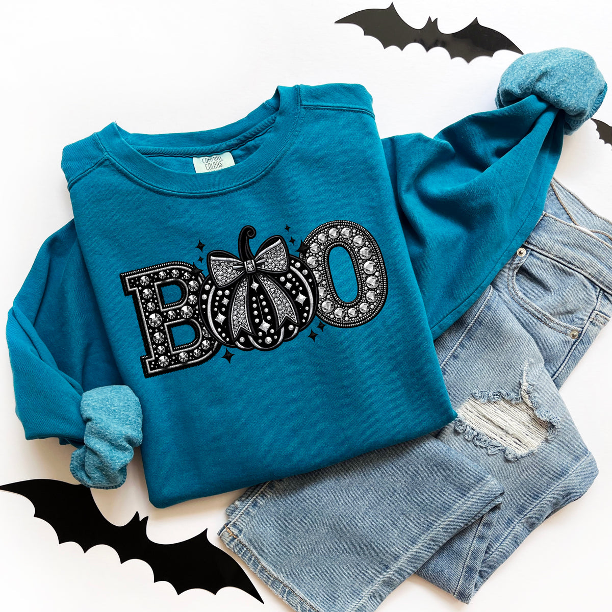 Boo pumpkin BLACK rhinestones ABD 45667 DTF transfer