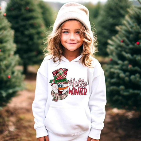 Hello winter (pink font with snowman) 16633 DTF Transfer