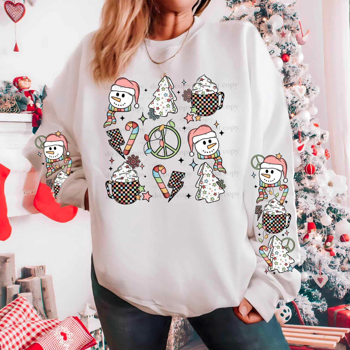 Snowman Christmas grid FRONT (CSC) 55931 DTF transfer