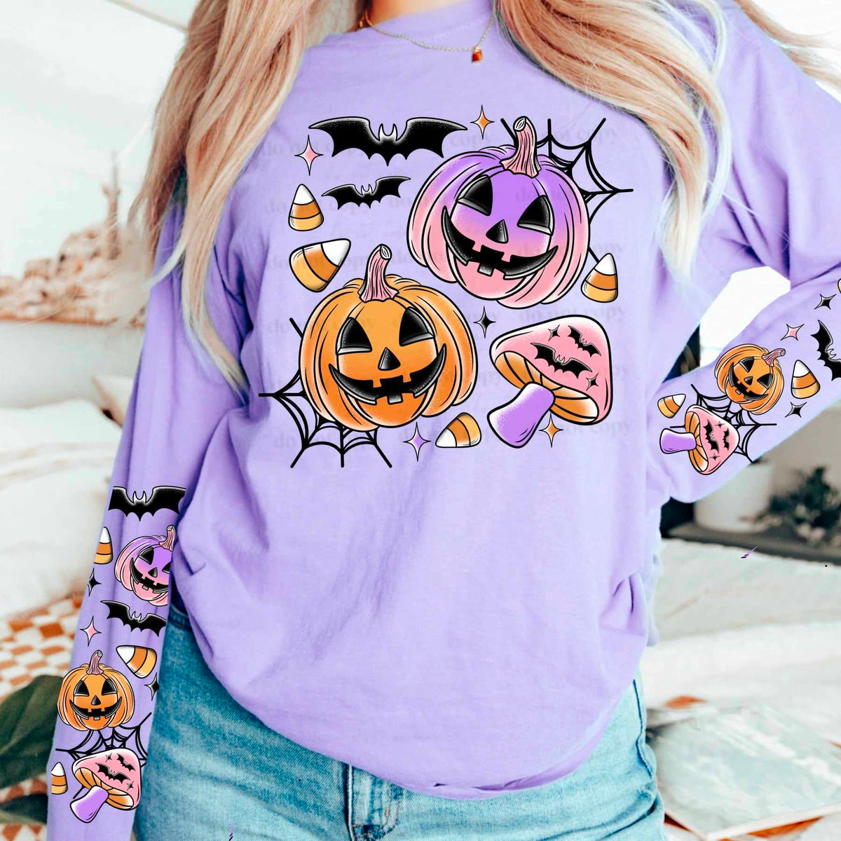 Pumpkins, candy corn, mushroom FRONT (CSC) 55925 DTF transfer